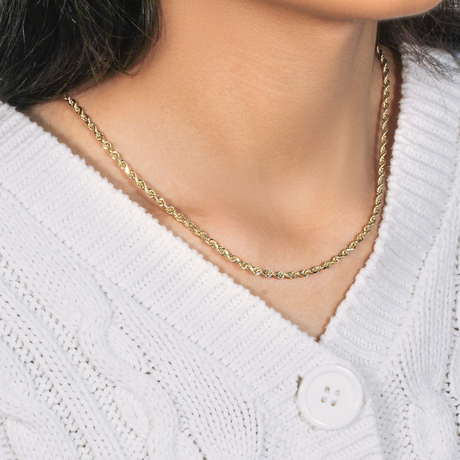 10k Yellow Gold Solid Diamond Cut Rope Chain (3.00 mm)