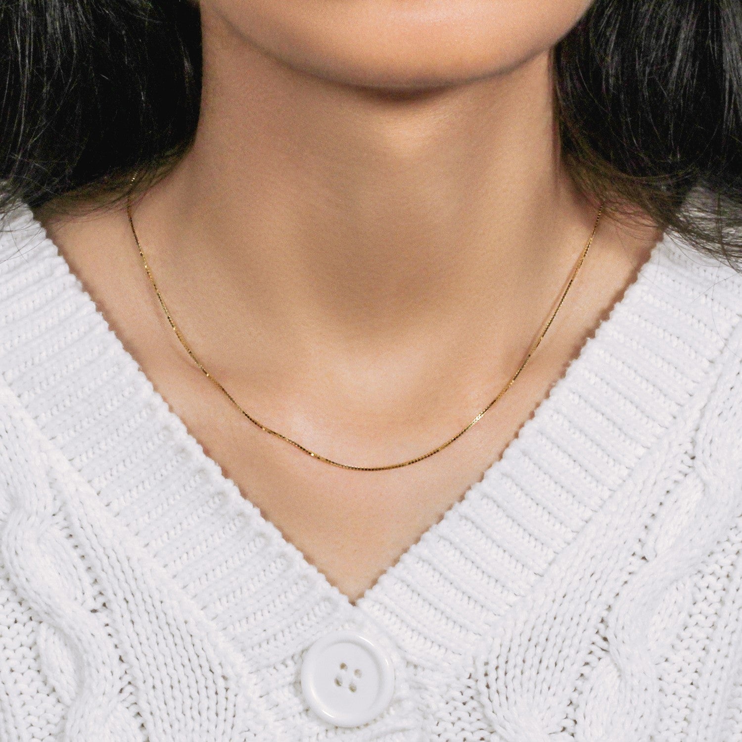 18k Yellow Gold Box Chain 0.8mm (0.78 mm)