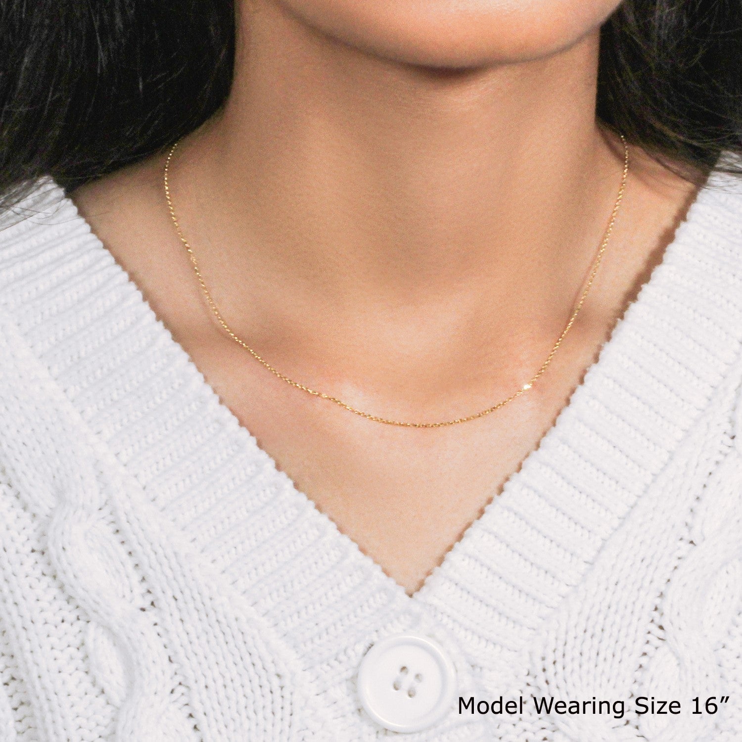 14k Yellow Gold Diamond Cut Cable Link Chain (0.87 mm)