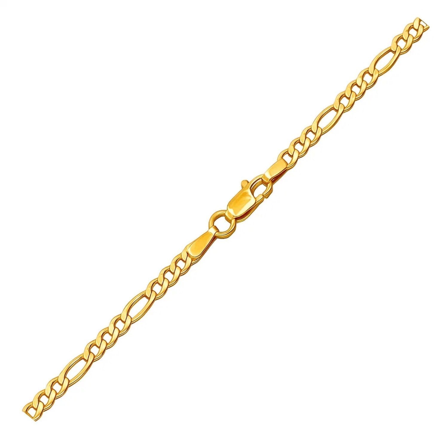 14k Yellow Gold Solid Figaro Bracelet (2.80 mm)