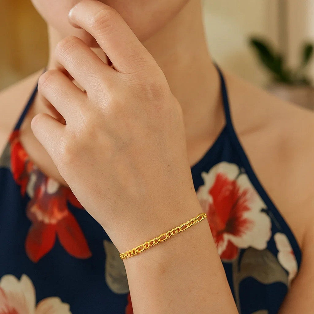 14k Yellow Gold Solid Figaro Bracelet (2.80 mm)