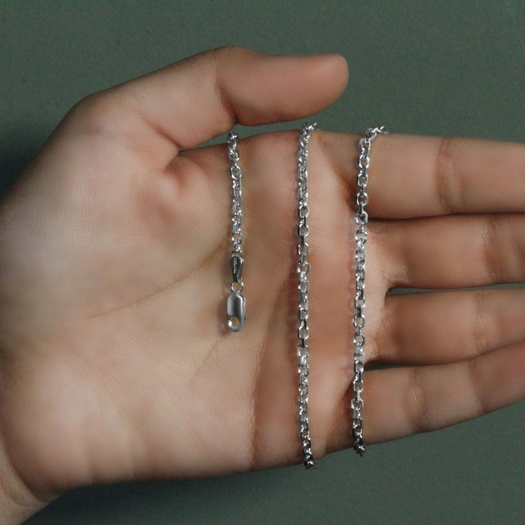 14k White Gold Diamond Cut Cable Link Chain (2.90 mm)