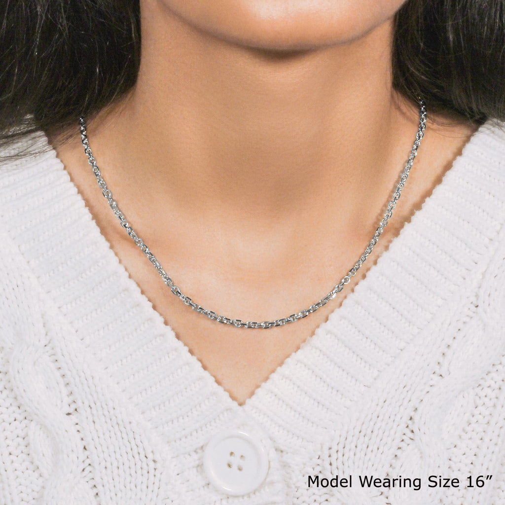 14k White Gold Diamond Cut Cable Link Chain (2.90 mm)