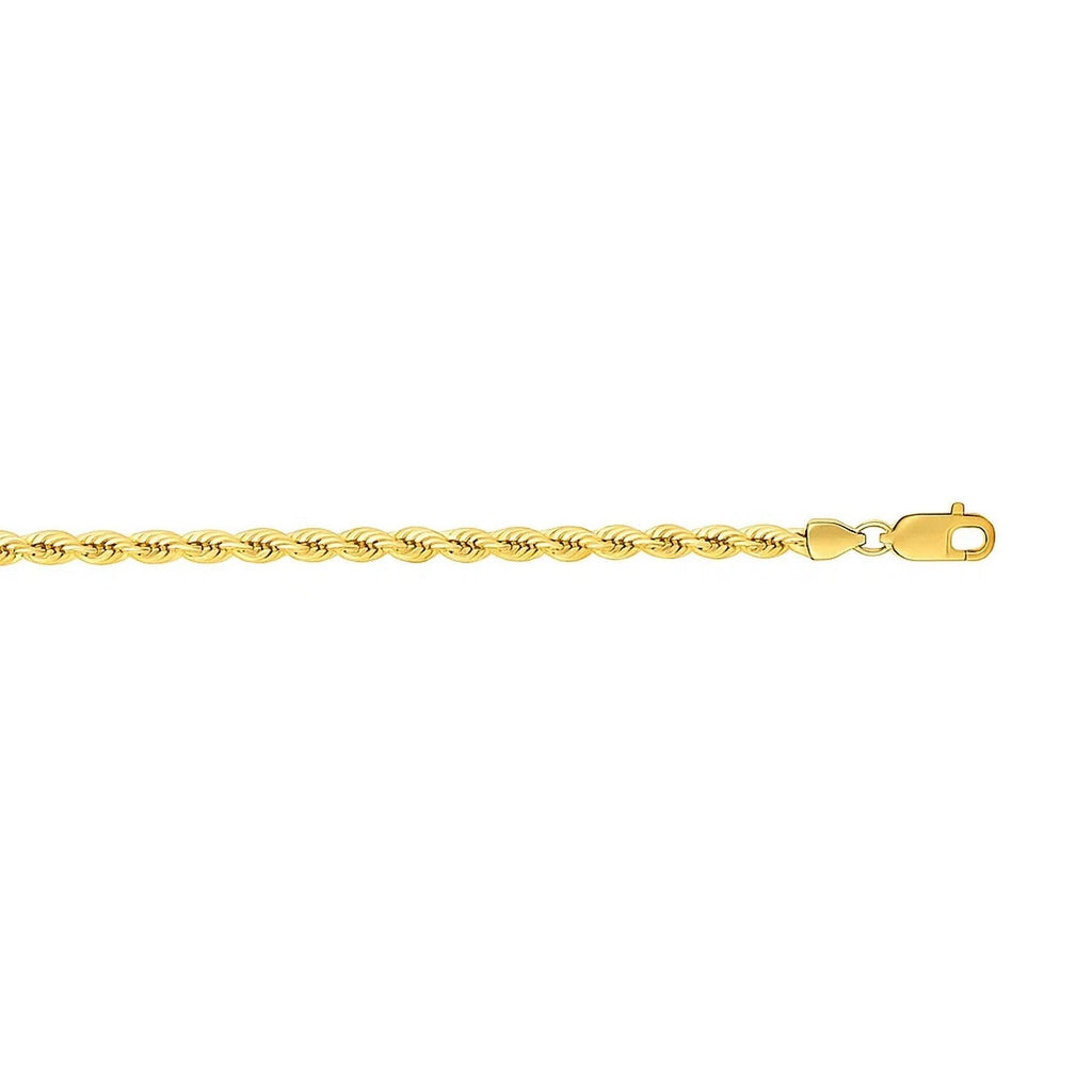14k Yellow Gold Solid Rope Bracelet (3.00 mm)