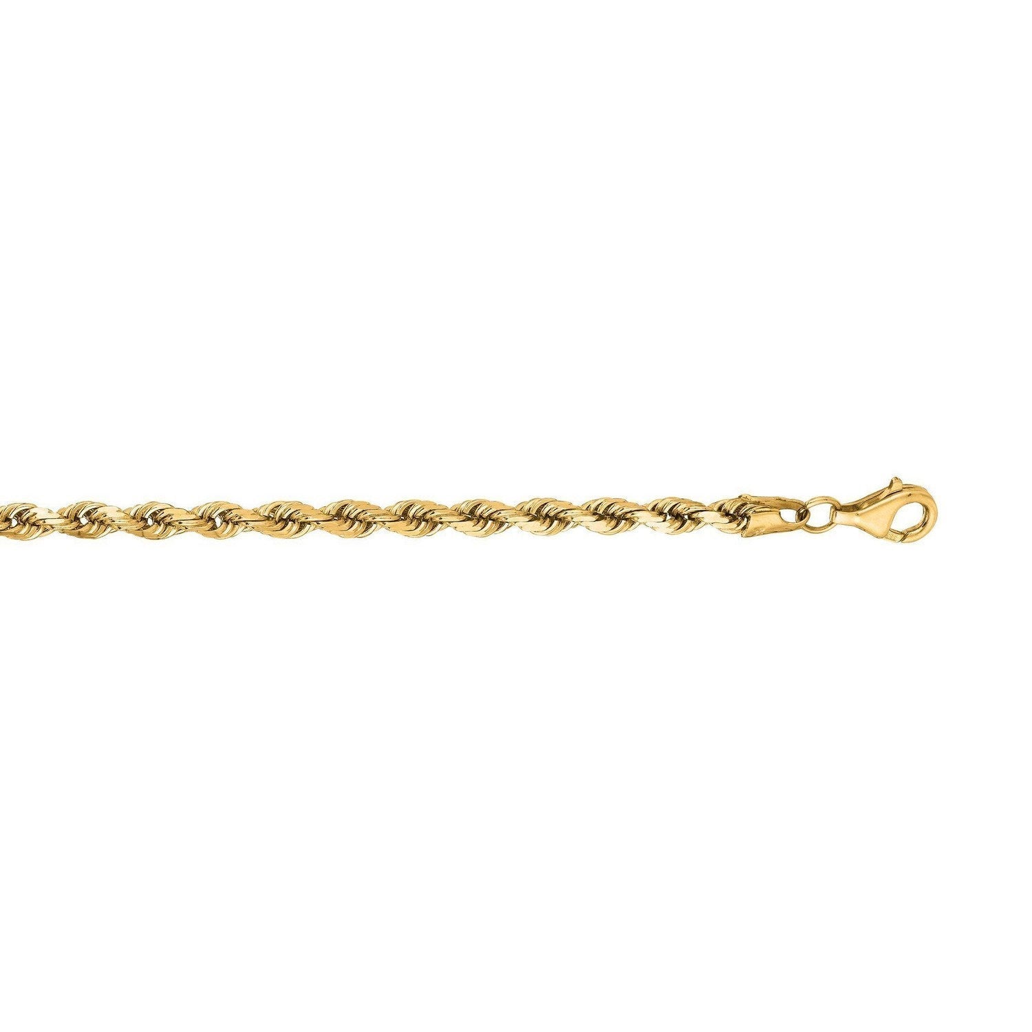 14k Yellow Gold Solid Diamond Cut Rope Bracelet (4.00 mm)