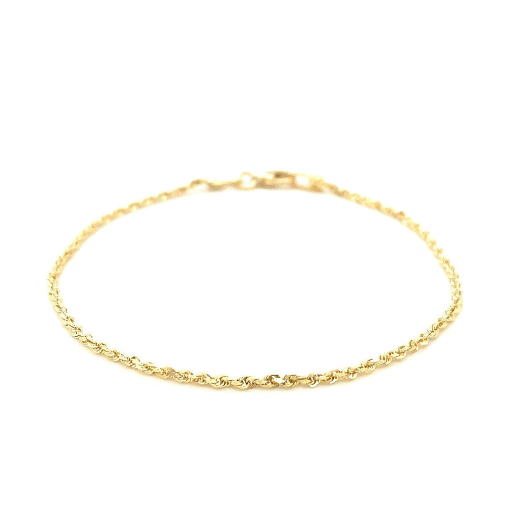 14k Yellow Gold Solid Diamond Cut Rope Bracelet (1.60 mm)