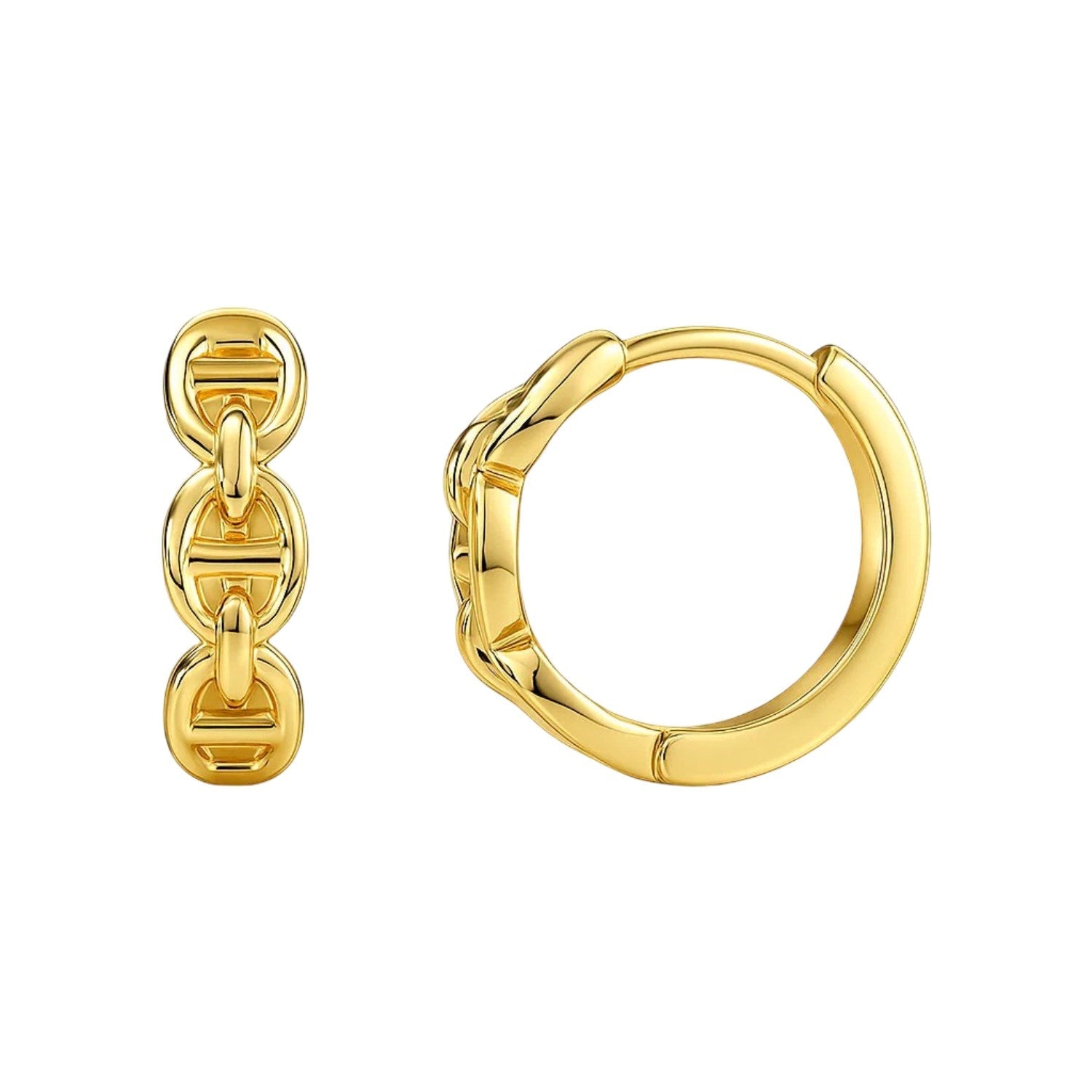 14k Yellow Gold Oval Mariner Huggies