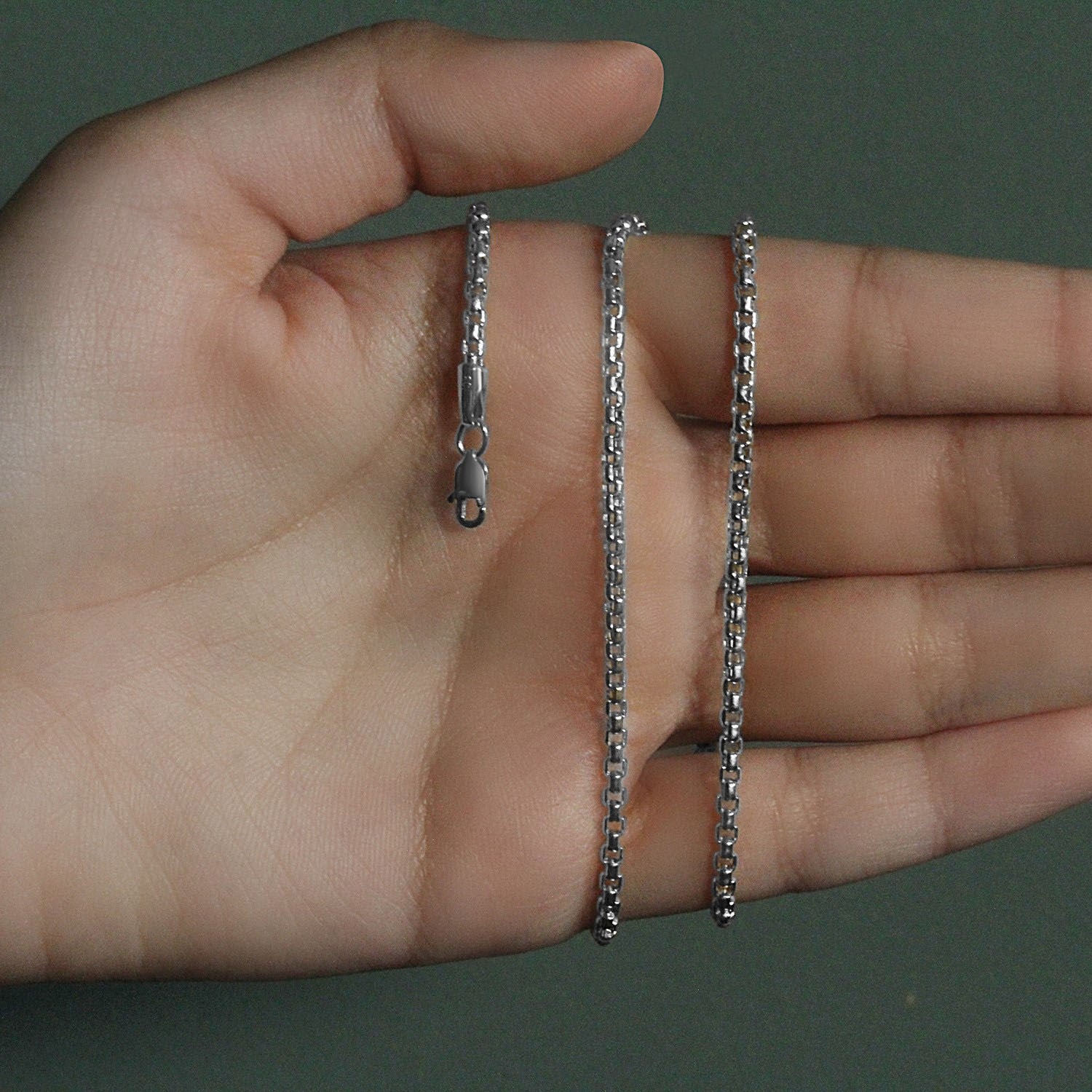 14k White Gold Round Box Chain (2.5 mm)