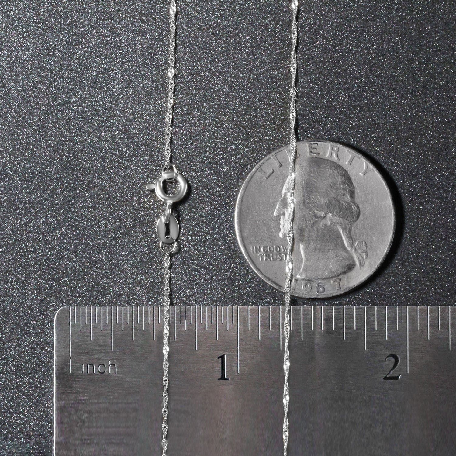 14k White Gold Singapore Chain 0.8mm (0.81 mm)