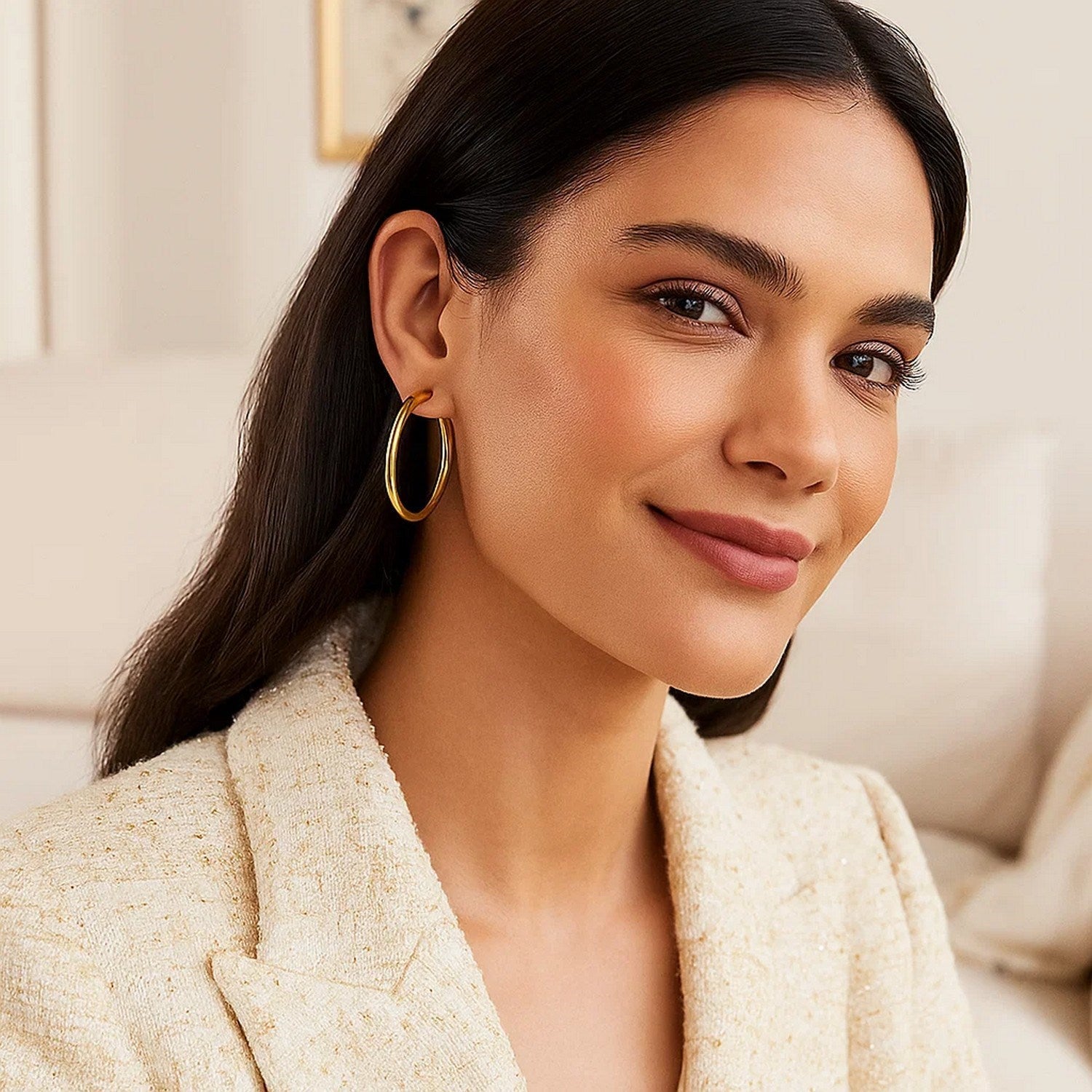 14k Yellow Gold Polished Hoop Earrings (4x40mm)