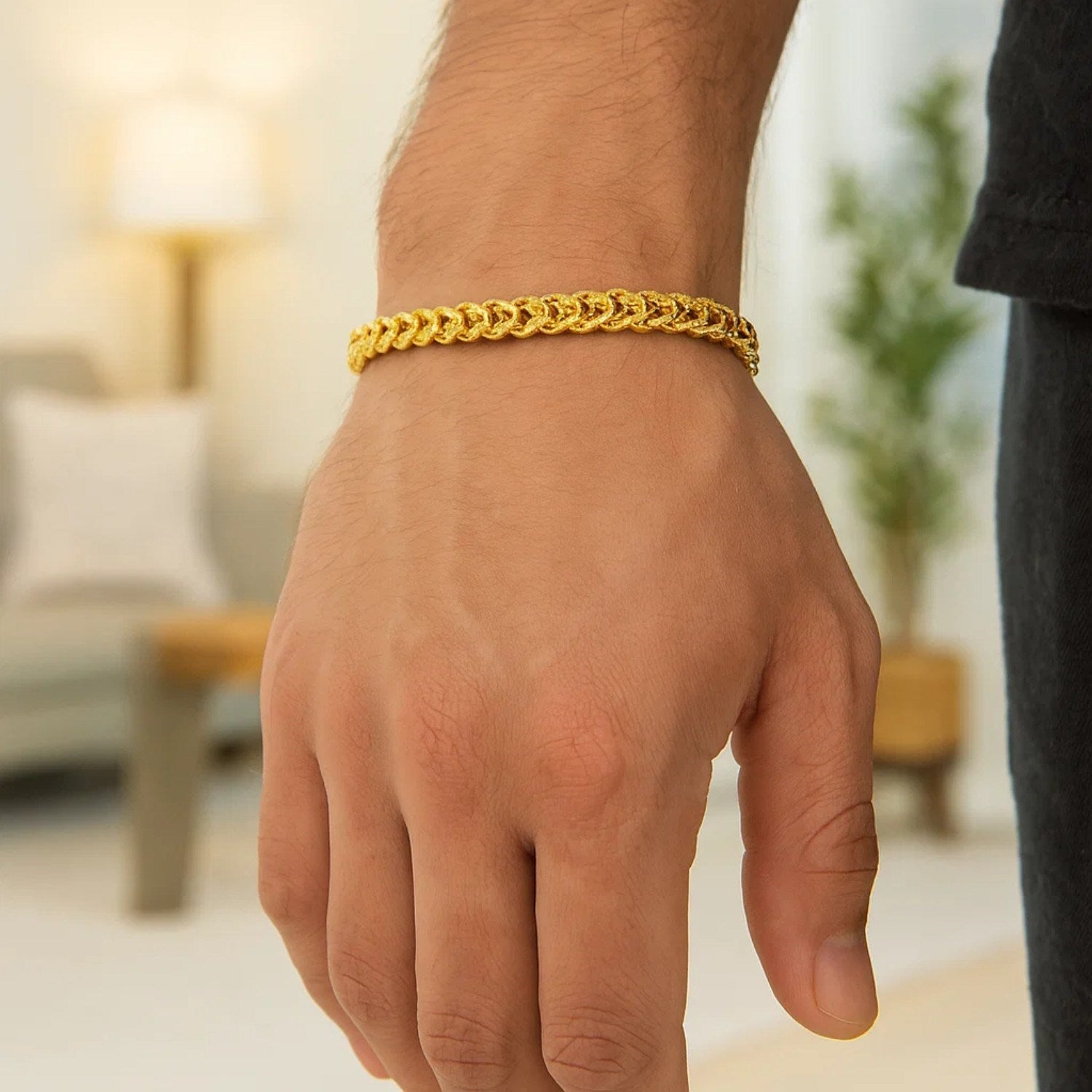 14k Yellow Gold Square Franco Bracelet  (4.40 mm)