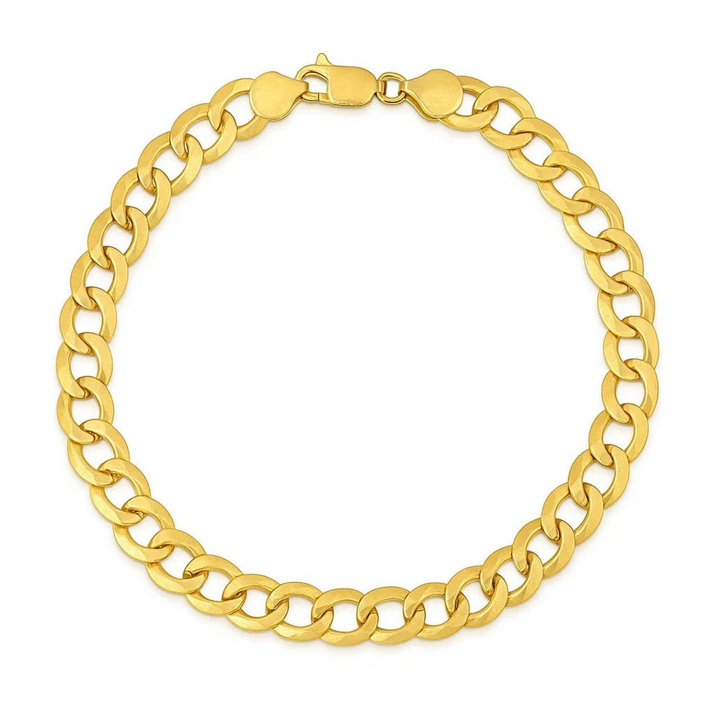 14k Yellow Gold Solid Curb Bracelet (7.00 mm)