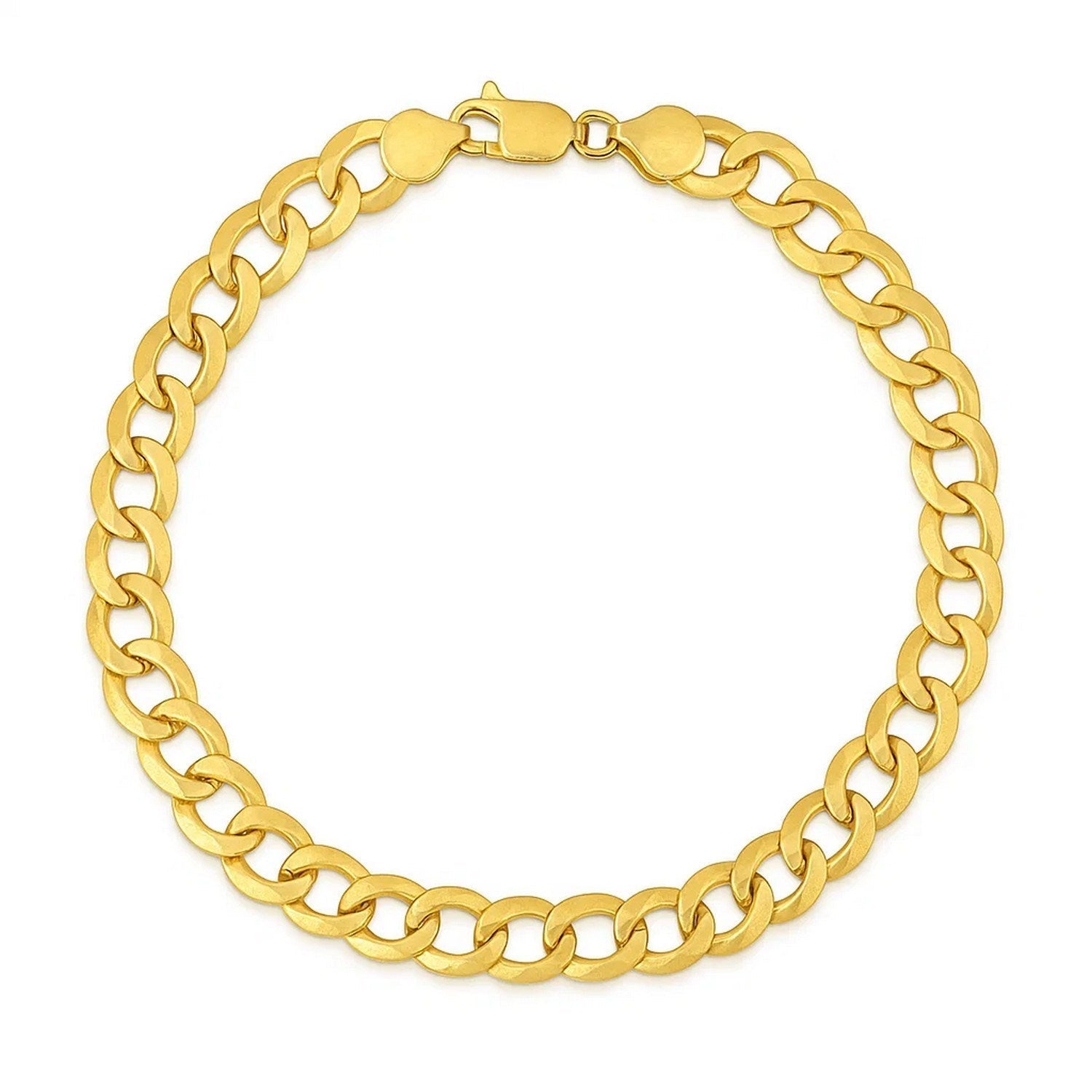 14k Yellow Gold Solid Curb Bracelet (7.00 mm)