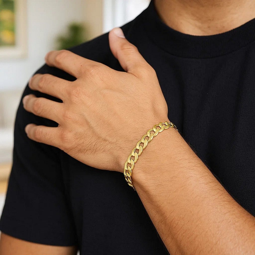 14k Yellow Gold Solid Curb Bracelet (7.00 mm)