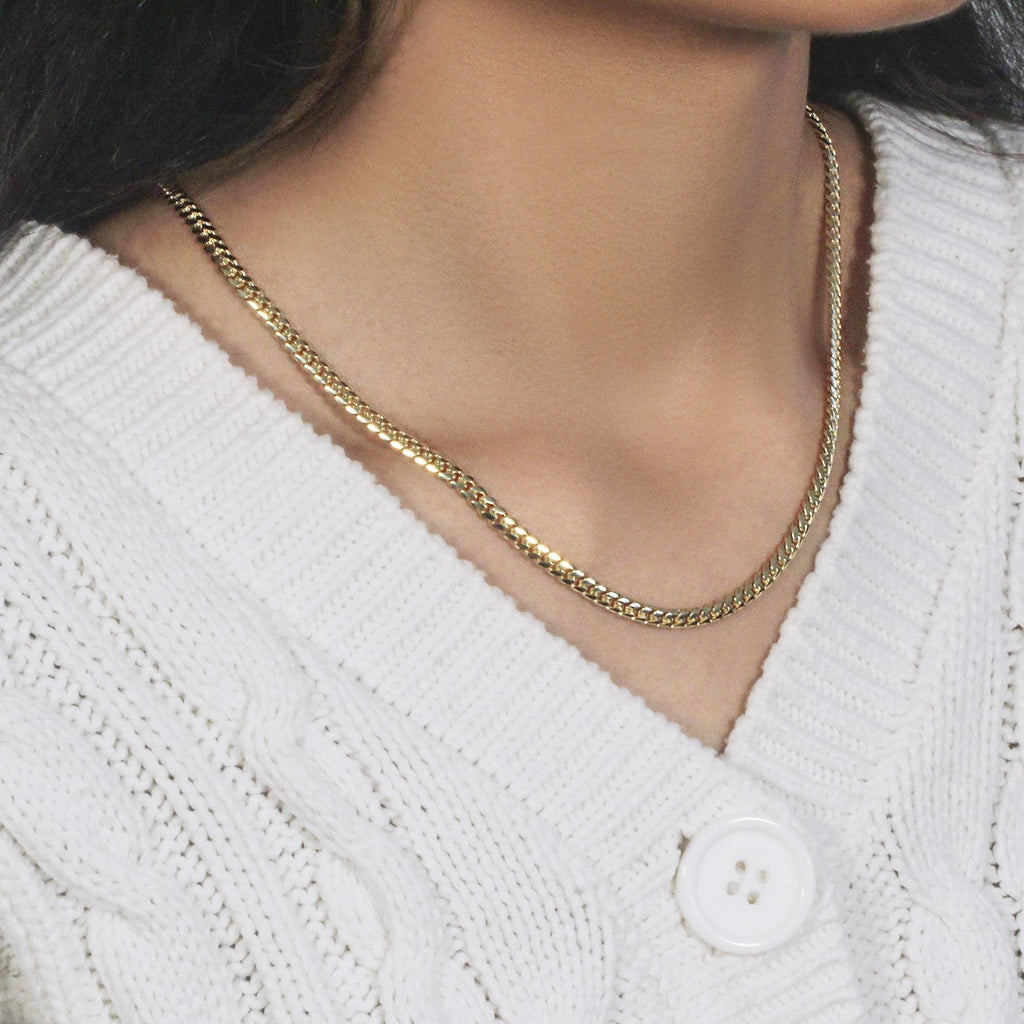 4.0mm 14k Yellow Gold Classic Solid Miami Cuban Chain