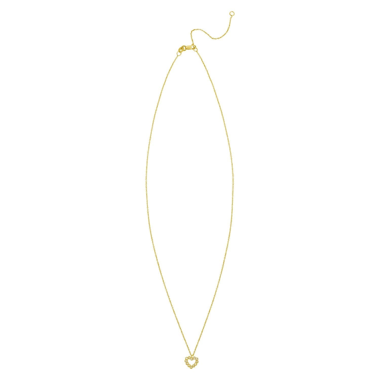14K Yellow Gold Petite Diamond Heart Necklace