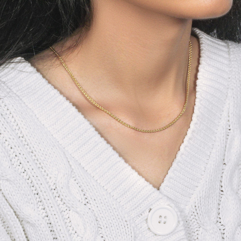 14k Yellow Gold Round Wheat Chain (2.1 mm)