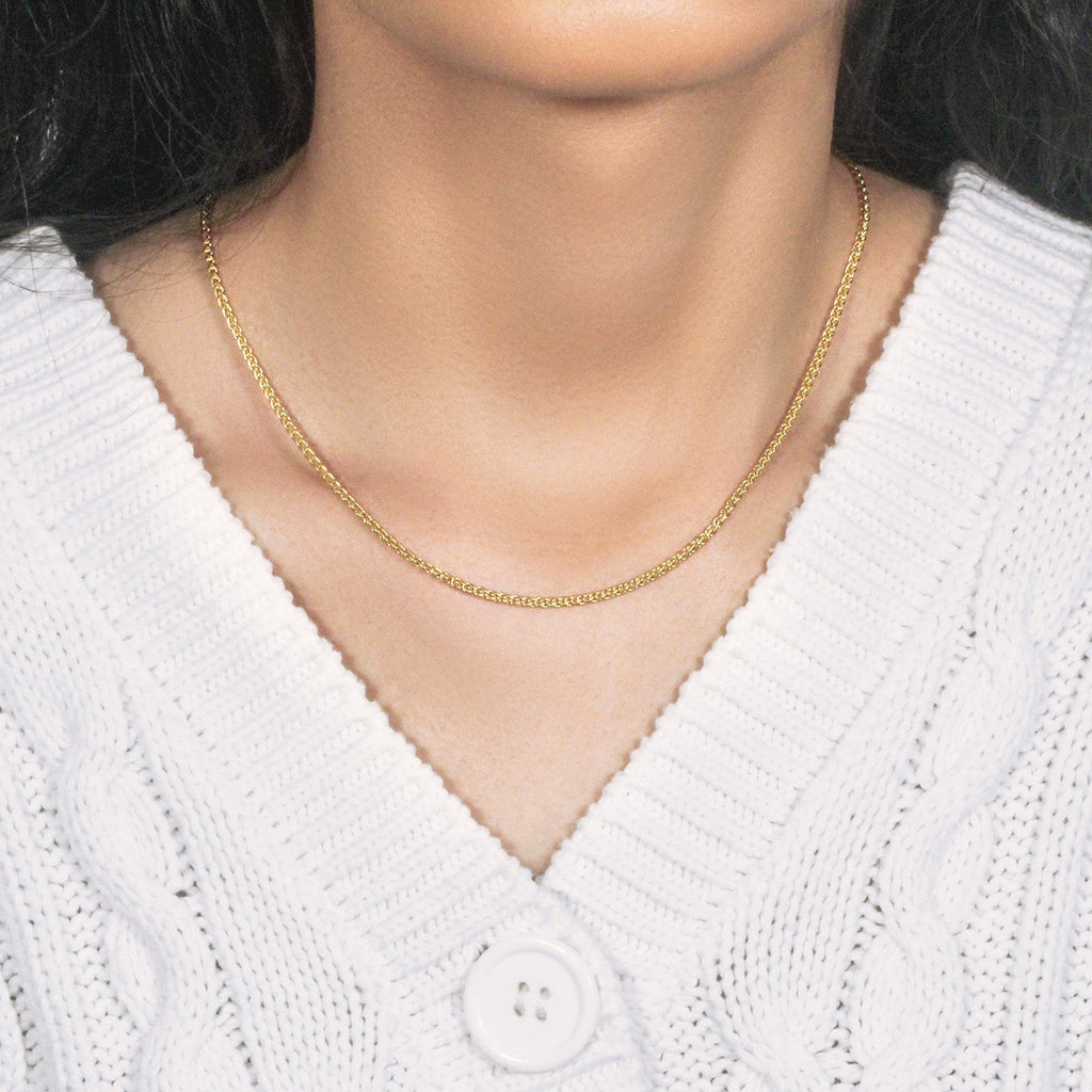 14k Yellow Gold Round Wheat Chain (2.1 mm)