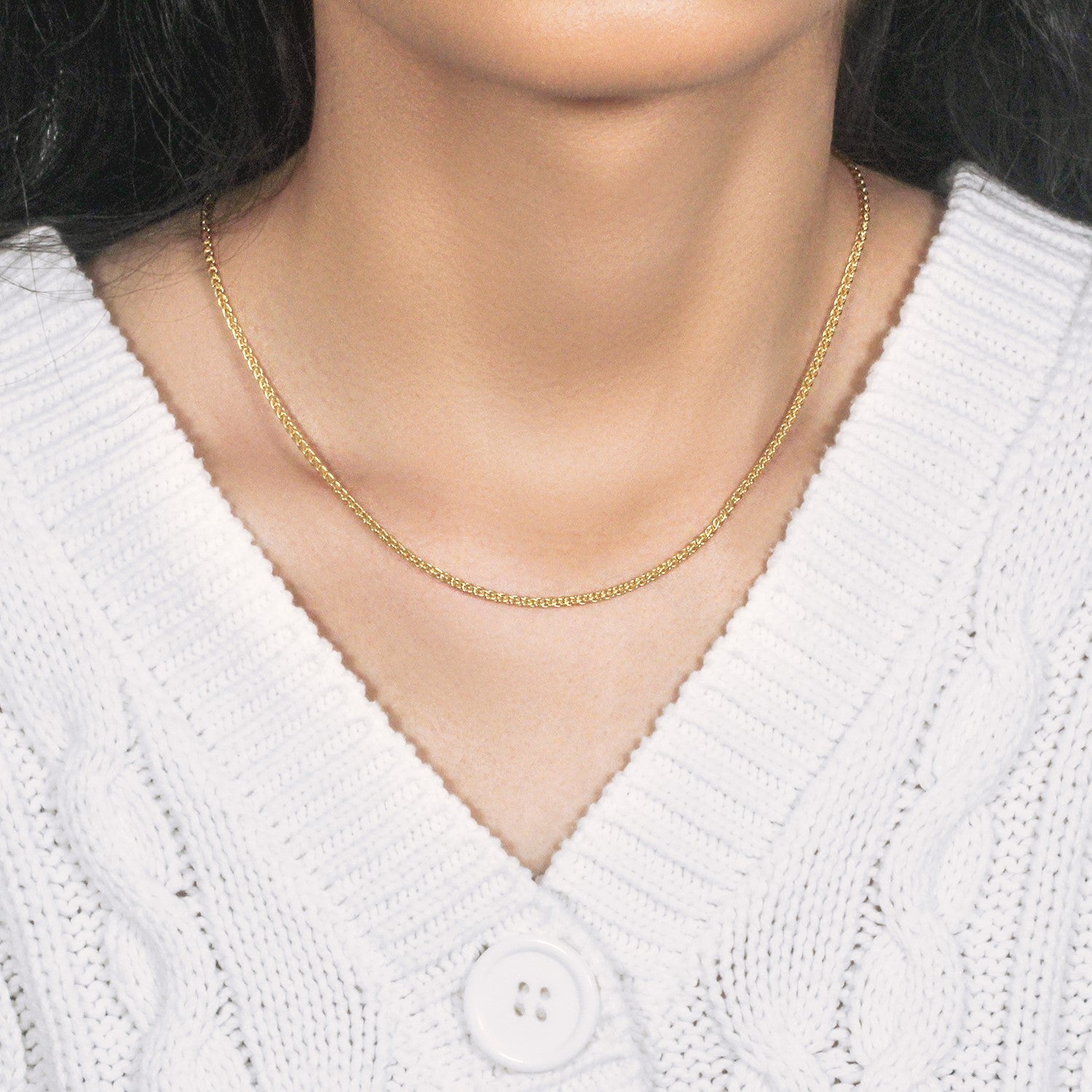 14k Yellow Gold Round Wheat Chain (2.1 mm)