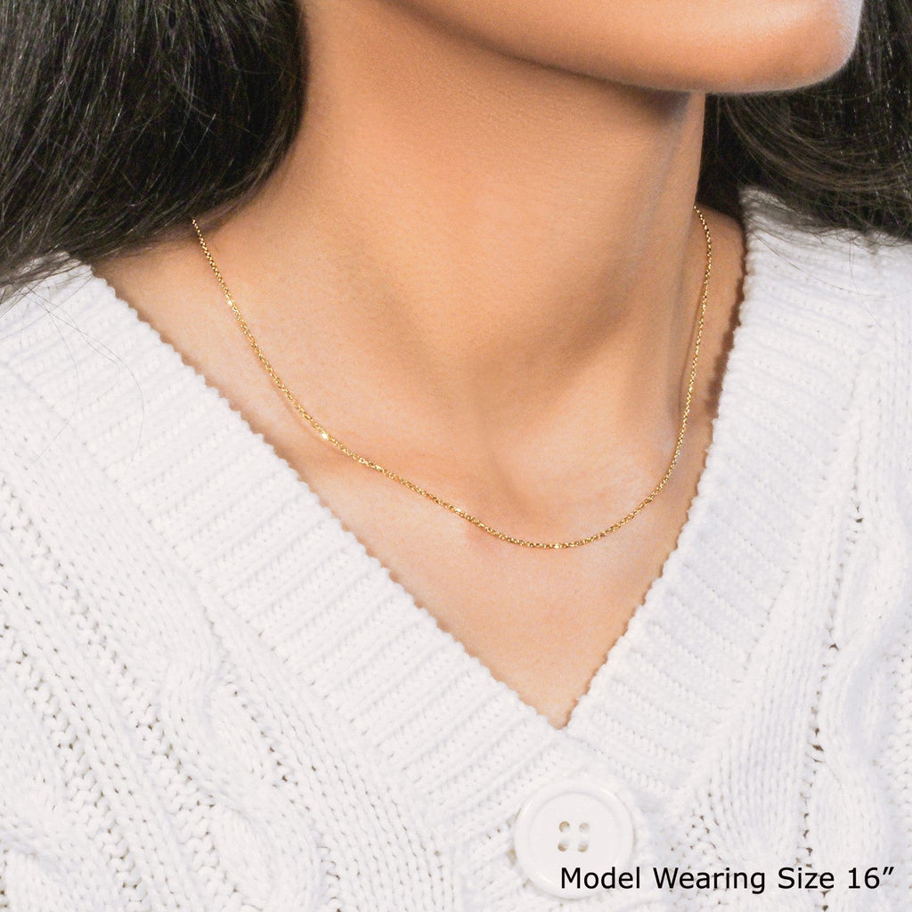 14k Yellow Gold Diamond Cut Cable Link Chain (1.10 mm)