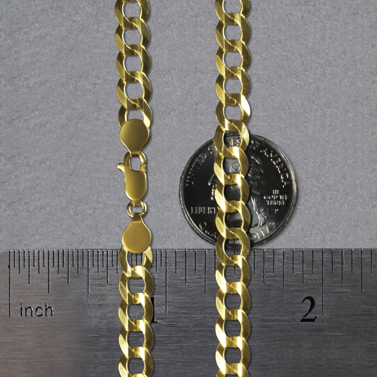 14k Yellow Gold Solid Curb Chain (7.00 mm)