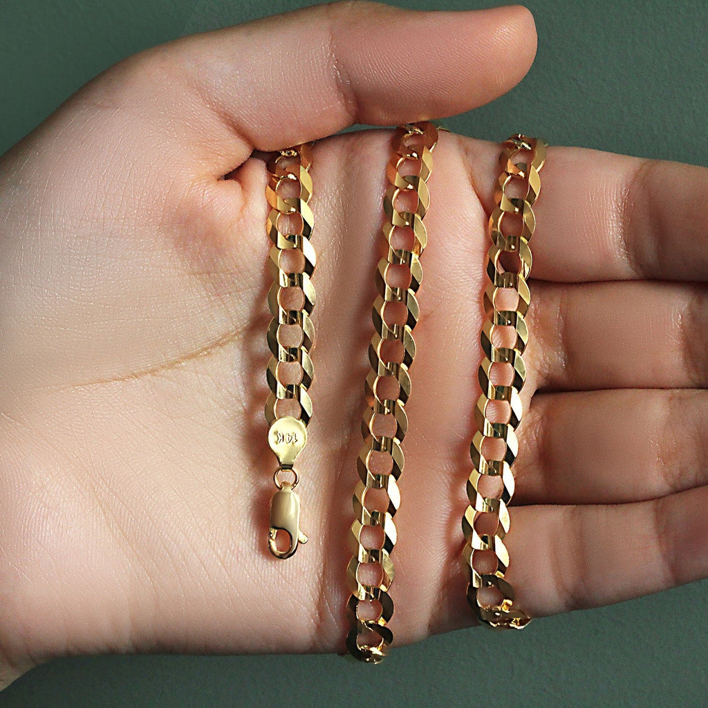 14k Yellow Gold Solid Curb Chain (7.00 mm)
