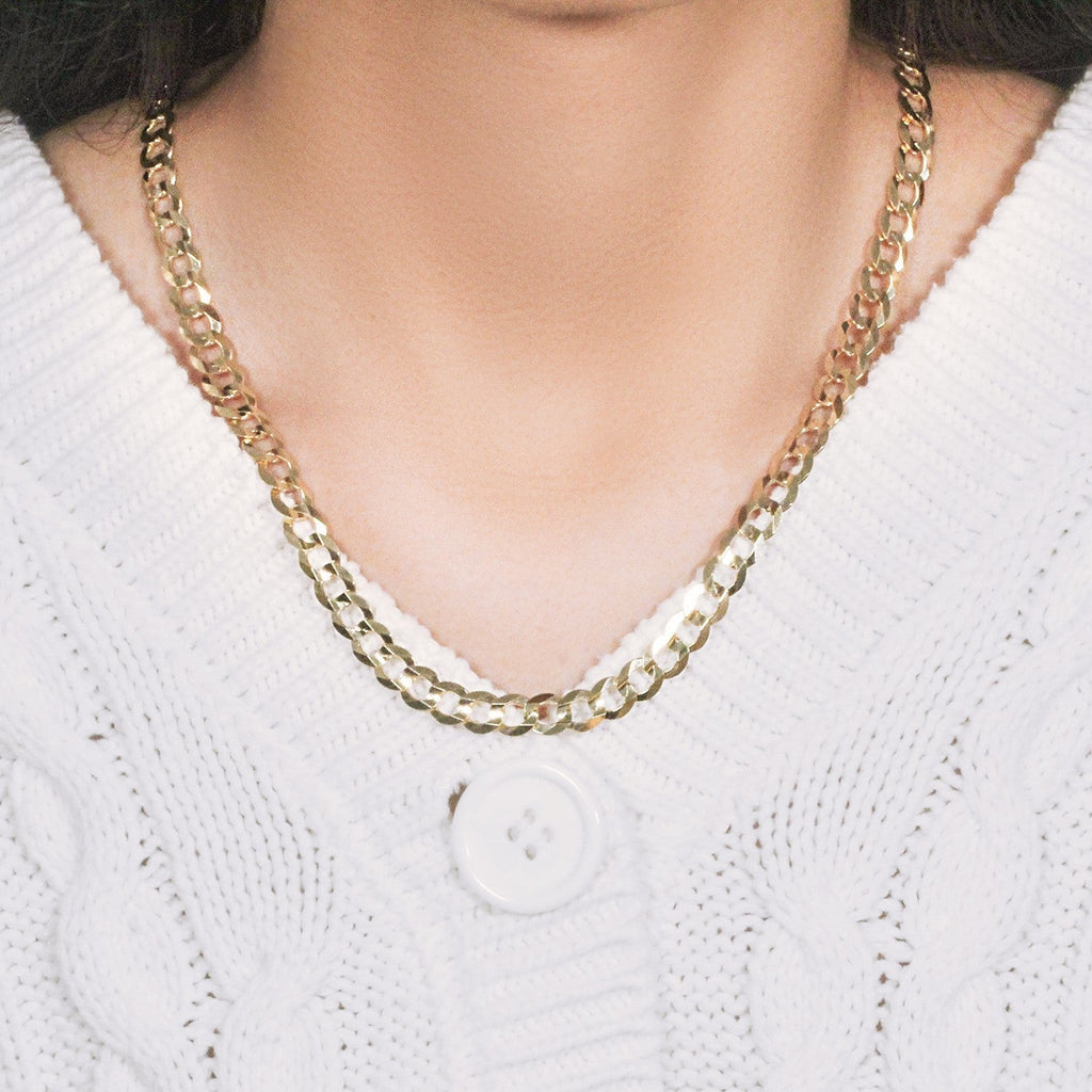 14k Yellow Gold Solid Curb Chain (7.00 mm)