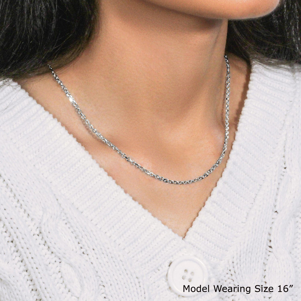 14k White Gold Diamond Cut Cable Link Chain (2.20 mm)