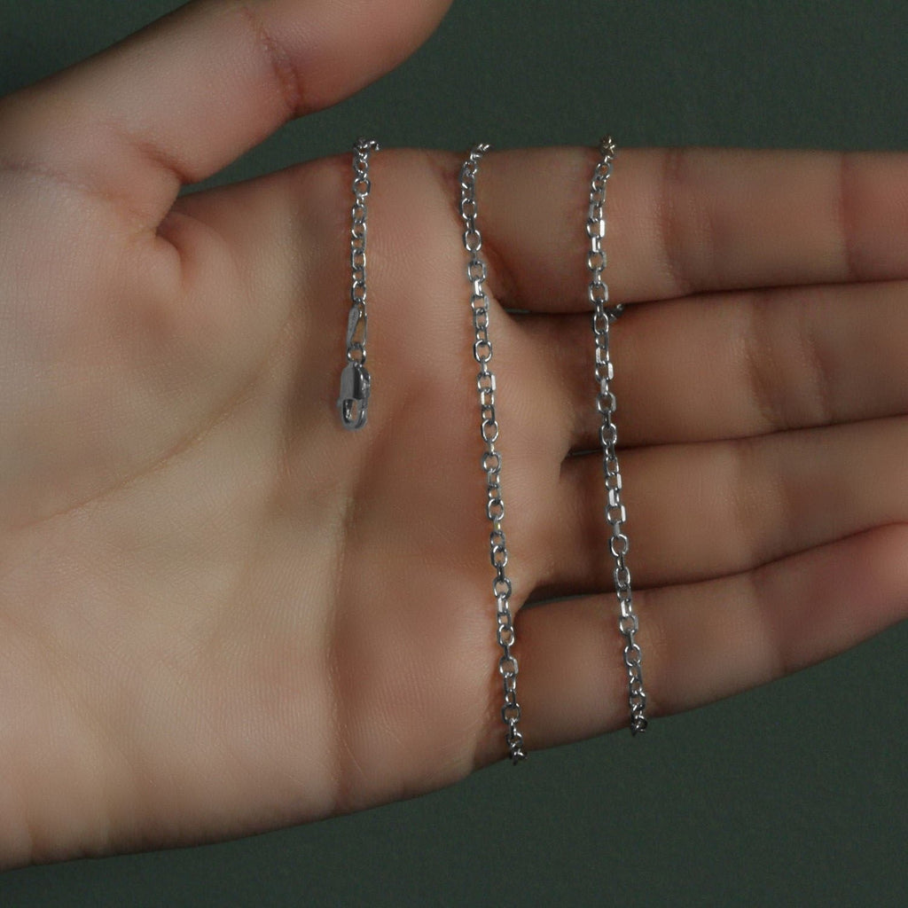 14k White Gold Diamond Cut Cable Link Chain (2.20 mm)