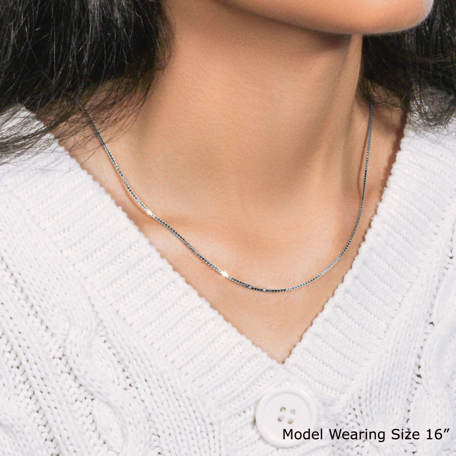 14k White Gold Classic Box Chain (1.10 mm)