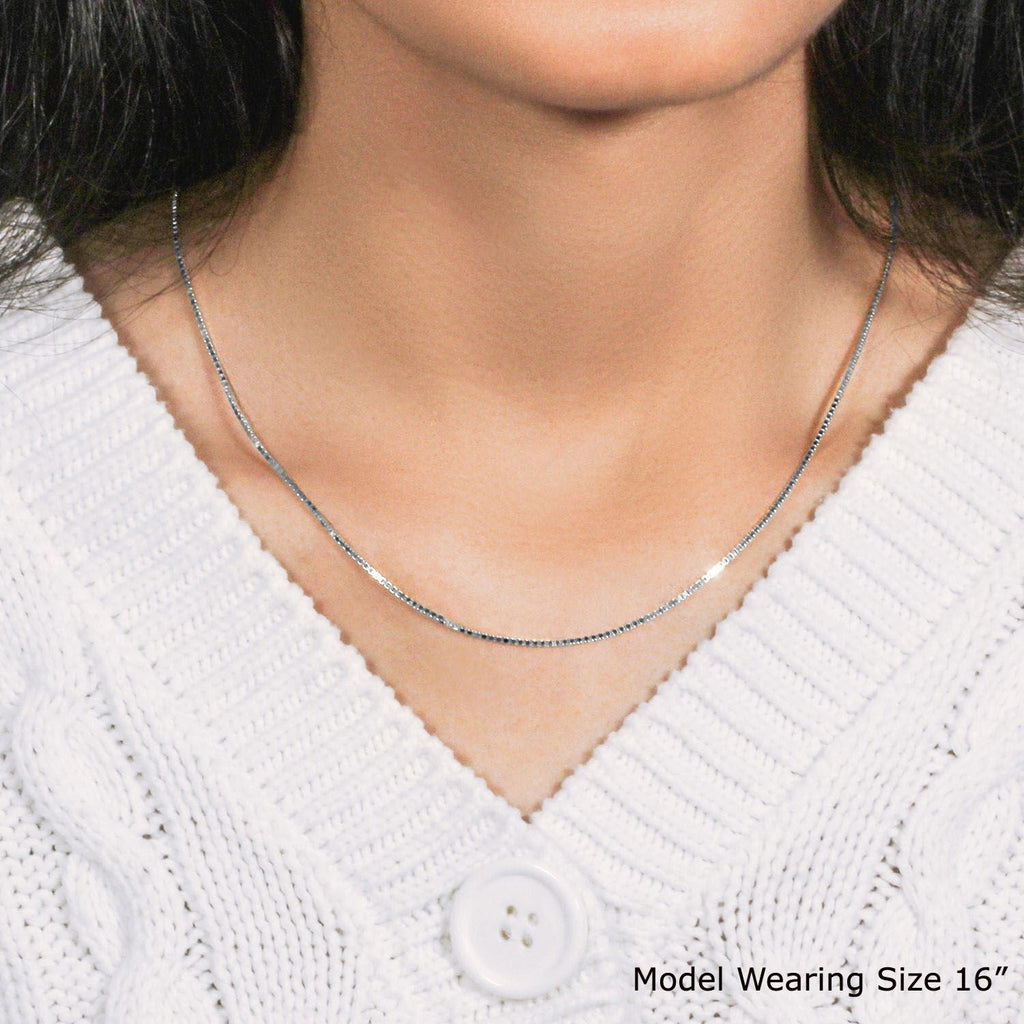14k White Gold Classic Box Chain (1.10 mm)
