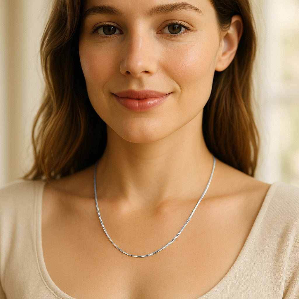 14k White Gold Classic Box Chain (0.85 mm)