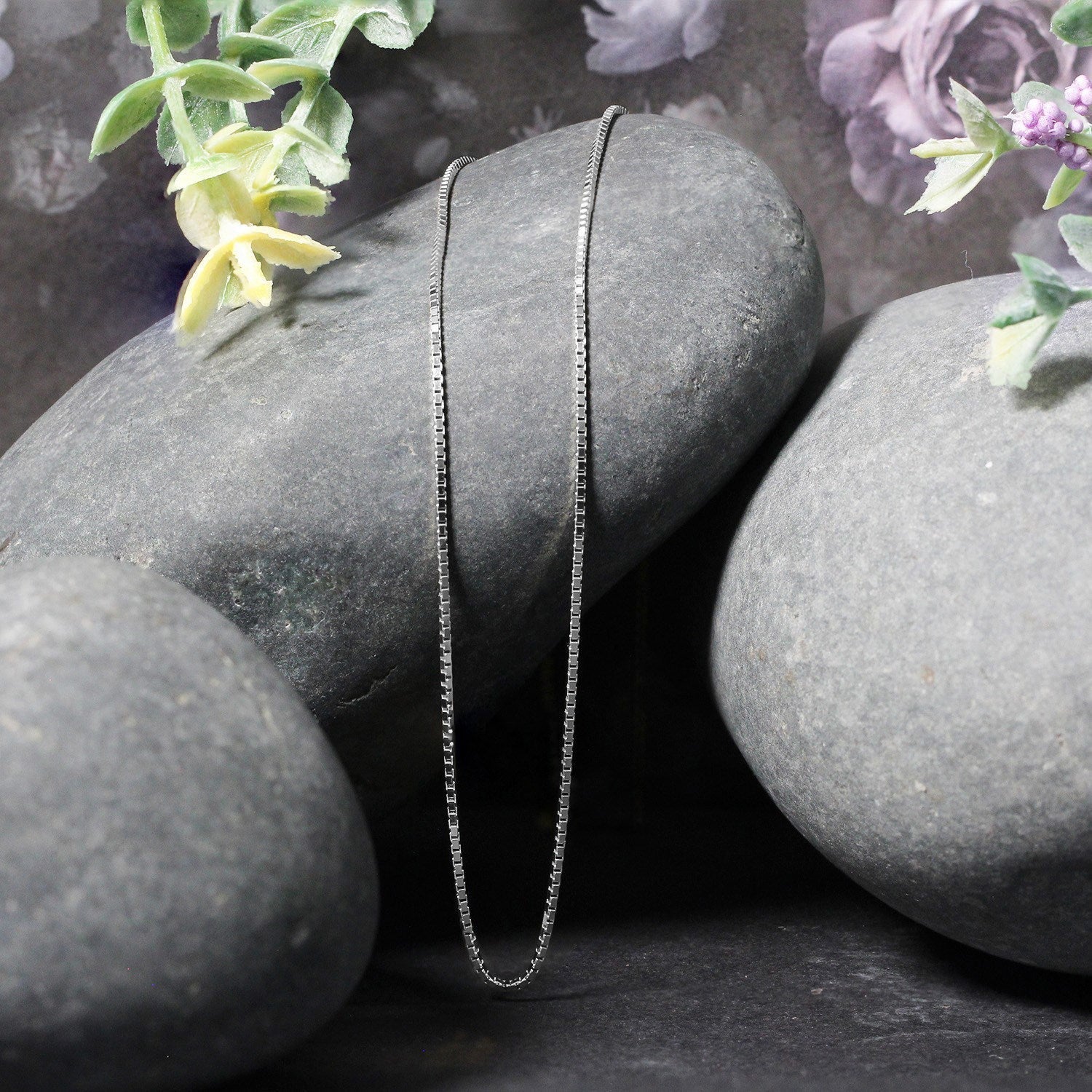 14k White Gold Classic Box Chain (0.85 mm)