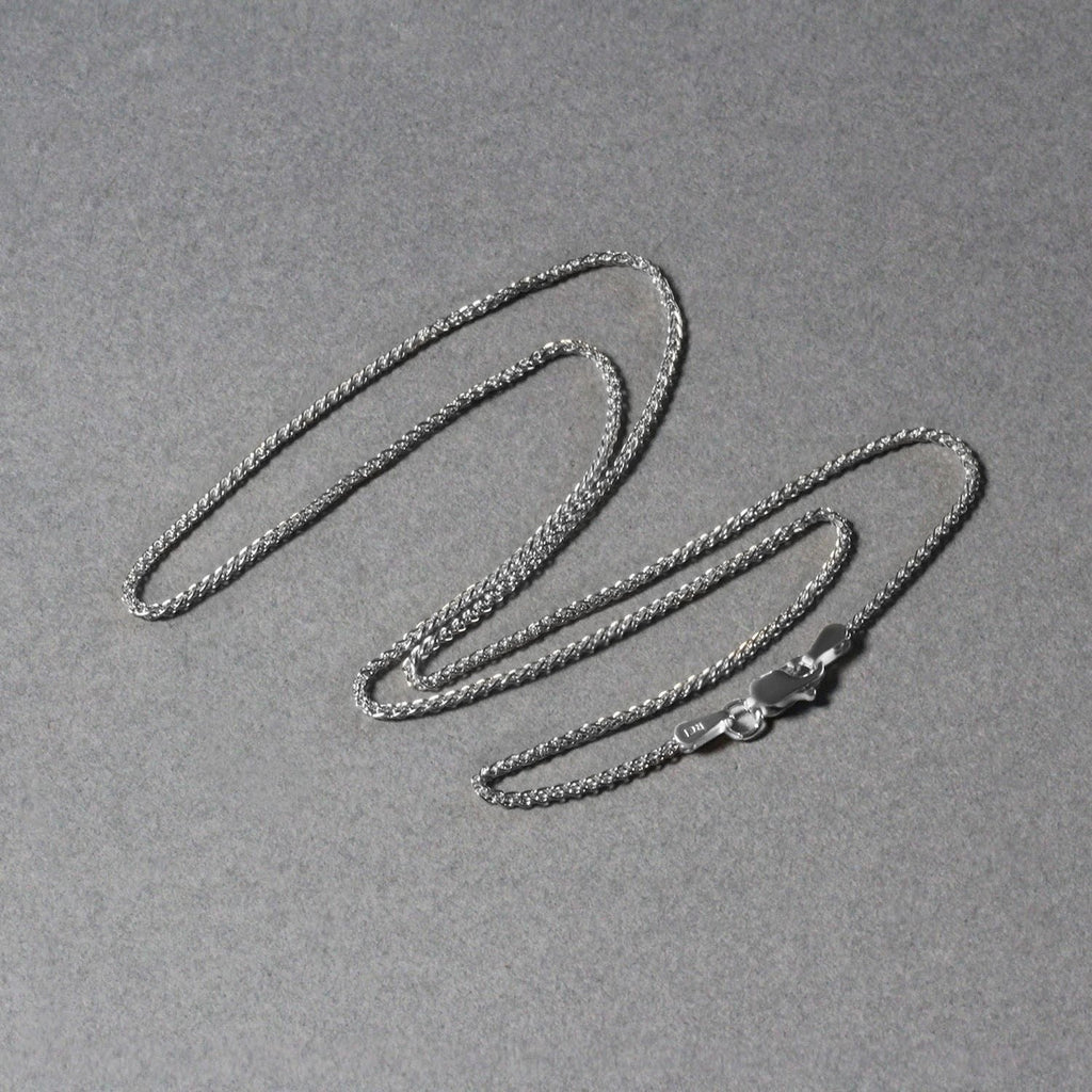 14k White Gold Diamond Cut Round Wheat Chain (1.20 mm)