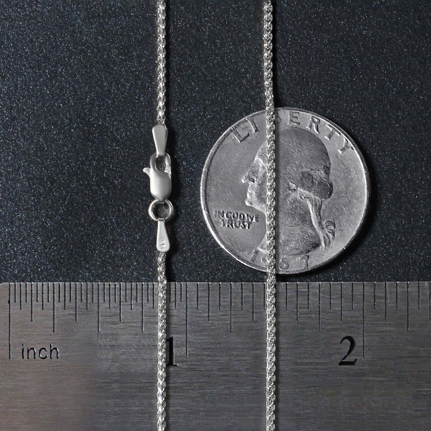 14k White Gold Diamond Cut Round Wheat Chain (1.20 mm)