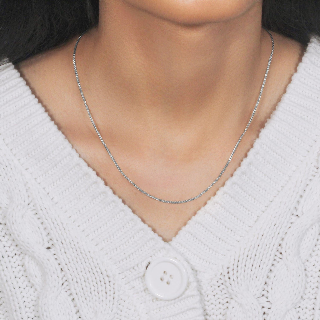 14k White Gold Diamond Cut Round Wheat Chain (1.20 mm)