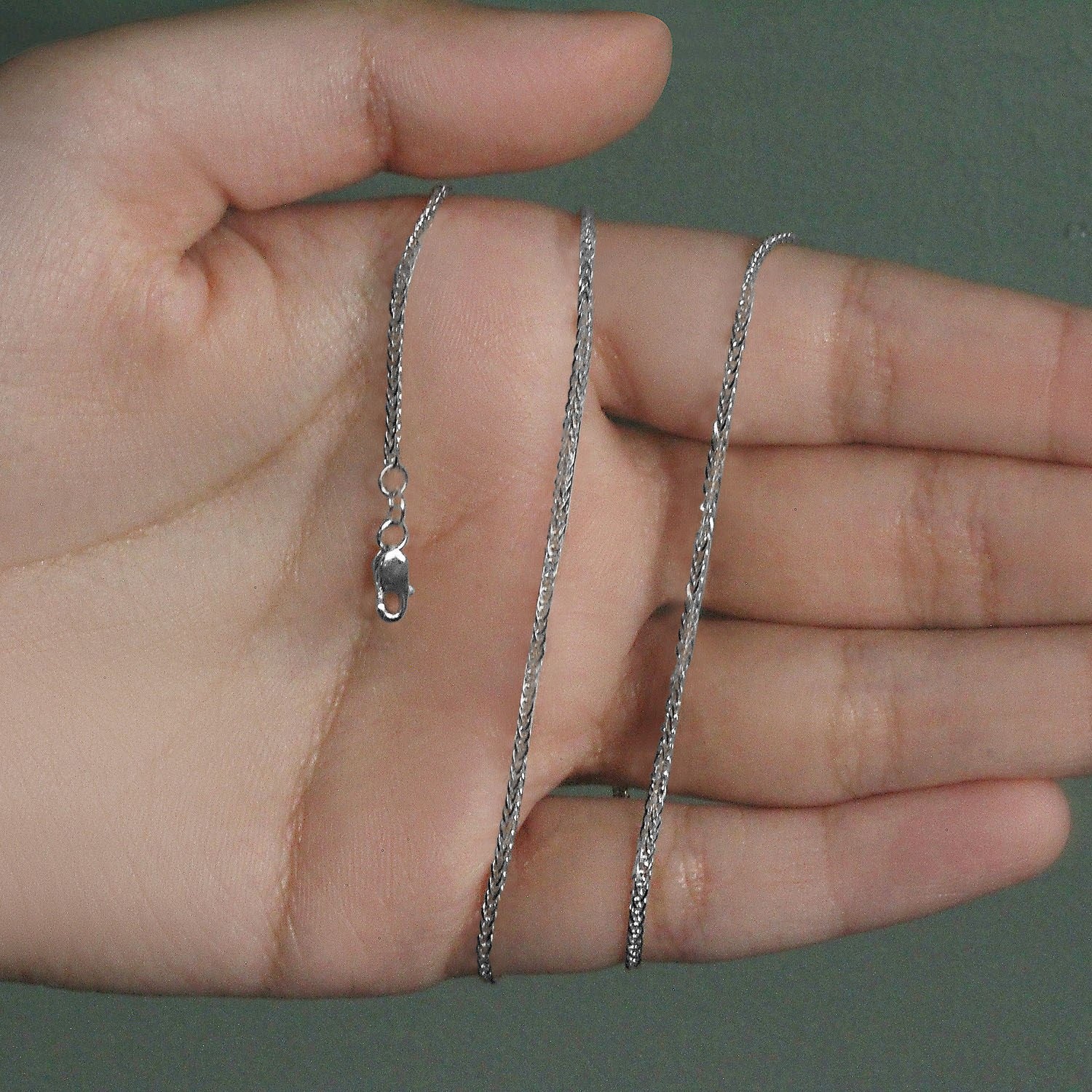 14k White Gold Square Wheat Chain (1.80 mm)