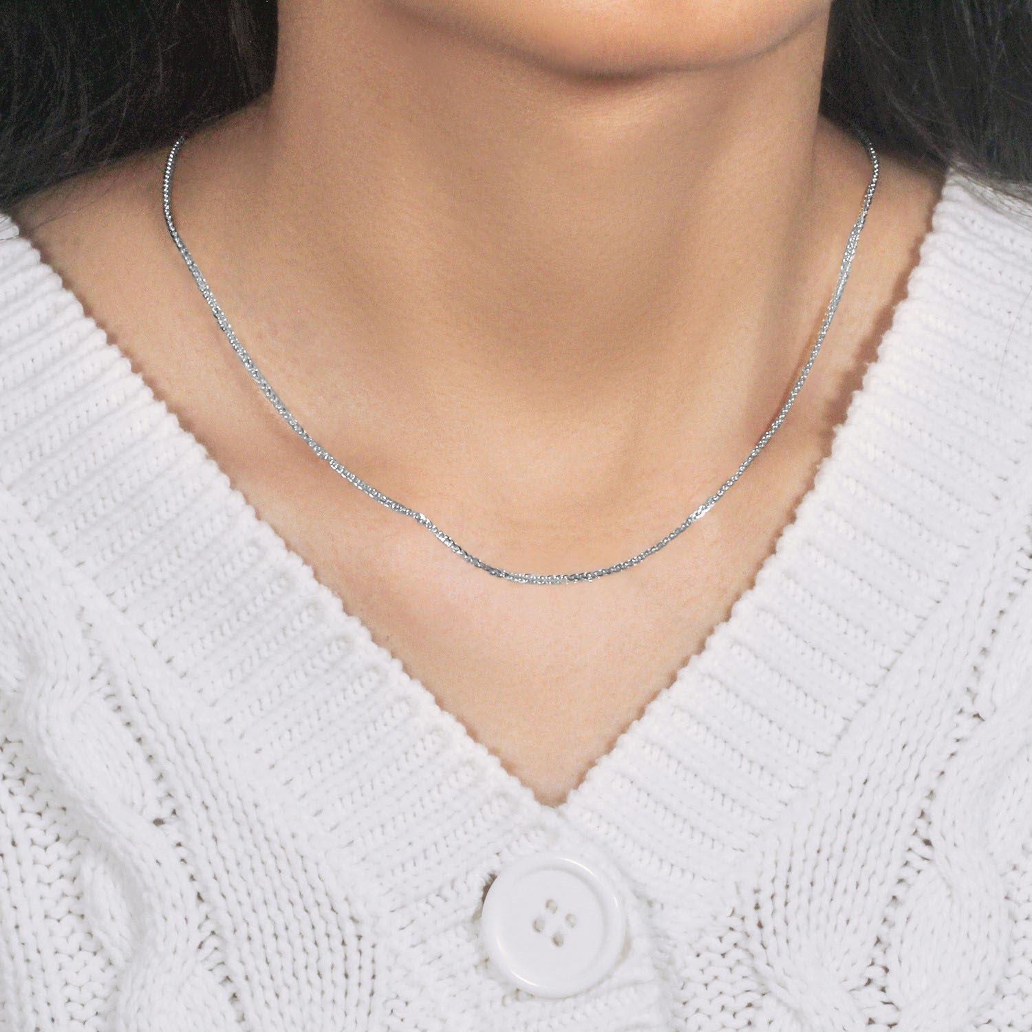 14k White Gold Square Wheat Chain (1.80 mm)