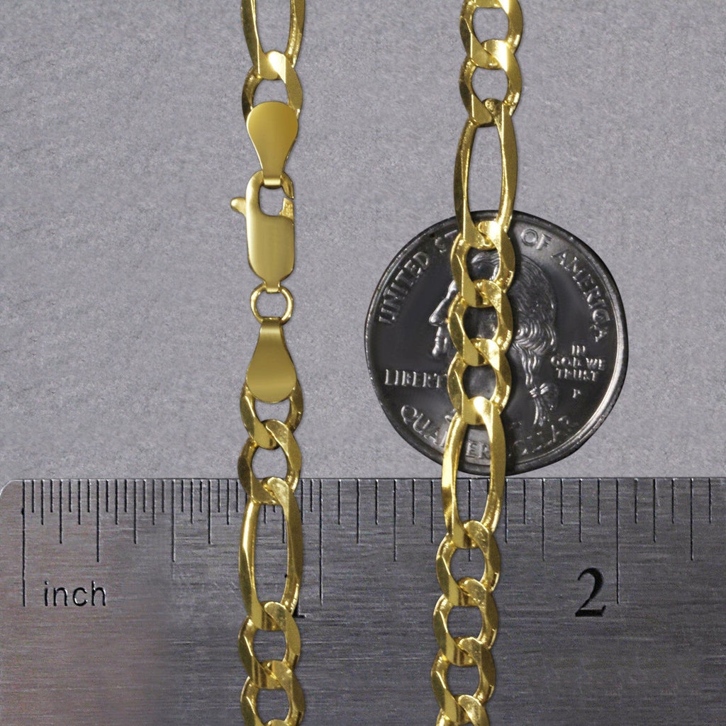 10K Yellow Gold Solid Figaro Chain (5.30 mm)