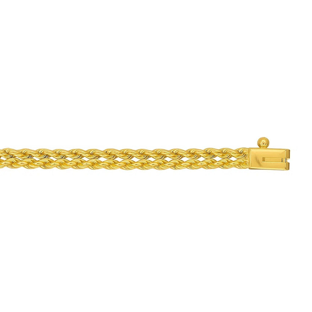 14k Yellow Gold Two Row Rope Bracelet  (3.90 mm)