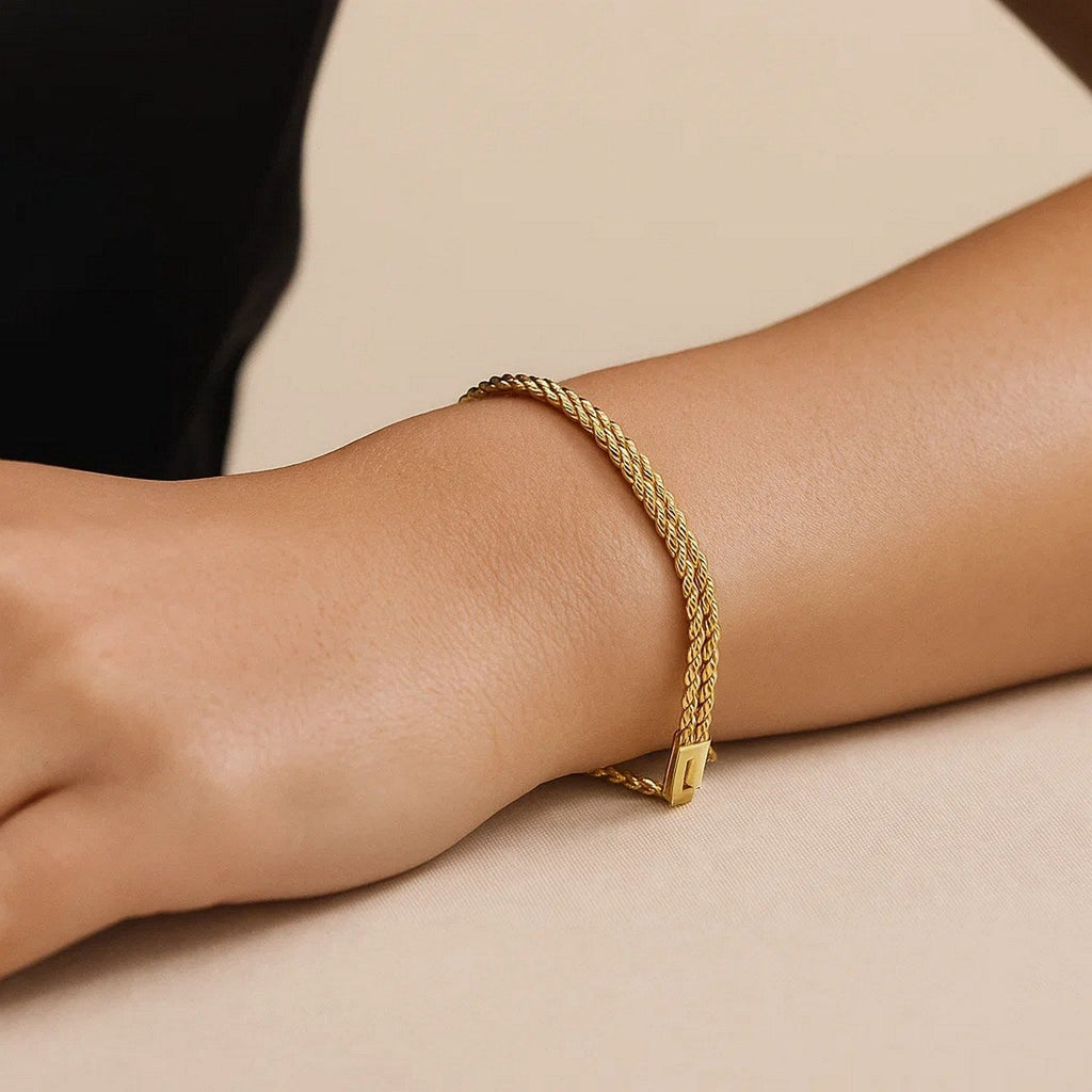 14k Yellow Gold Two Row Rope Bracelet  (3.90 mm)