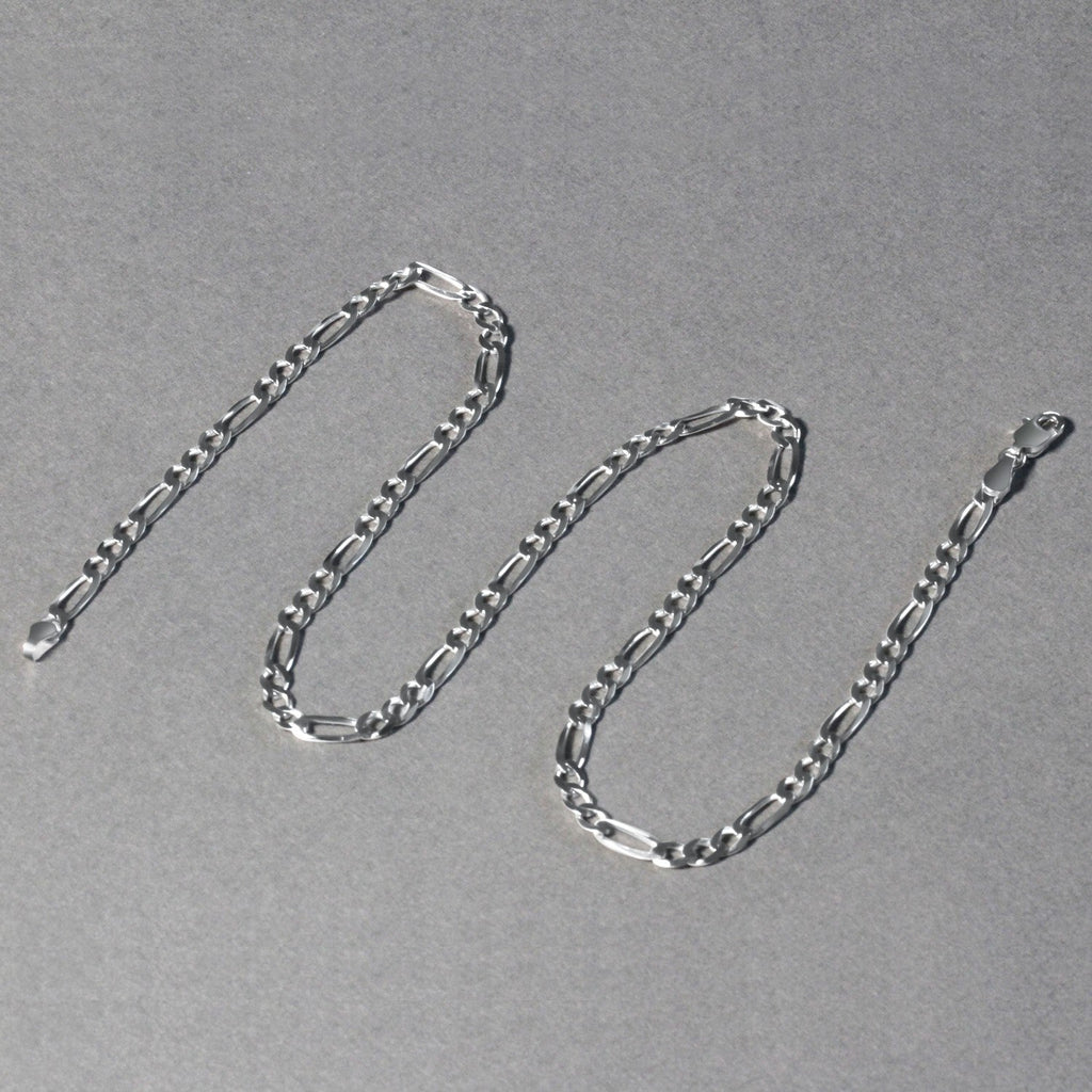 14k White Gold Solid Figaro Chain (3.80 mm)