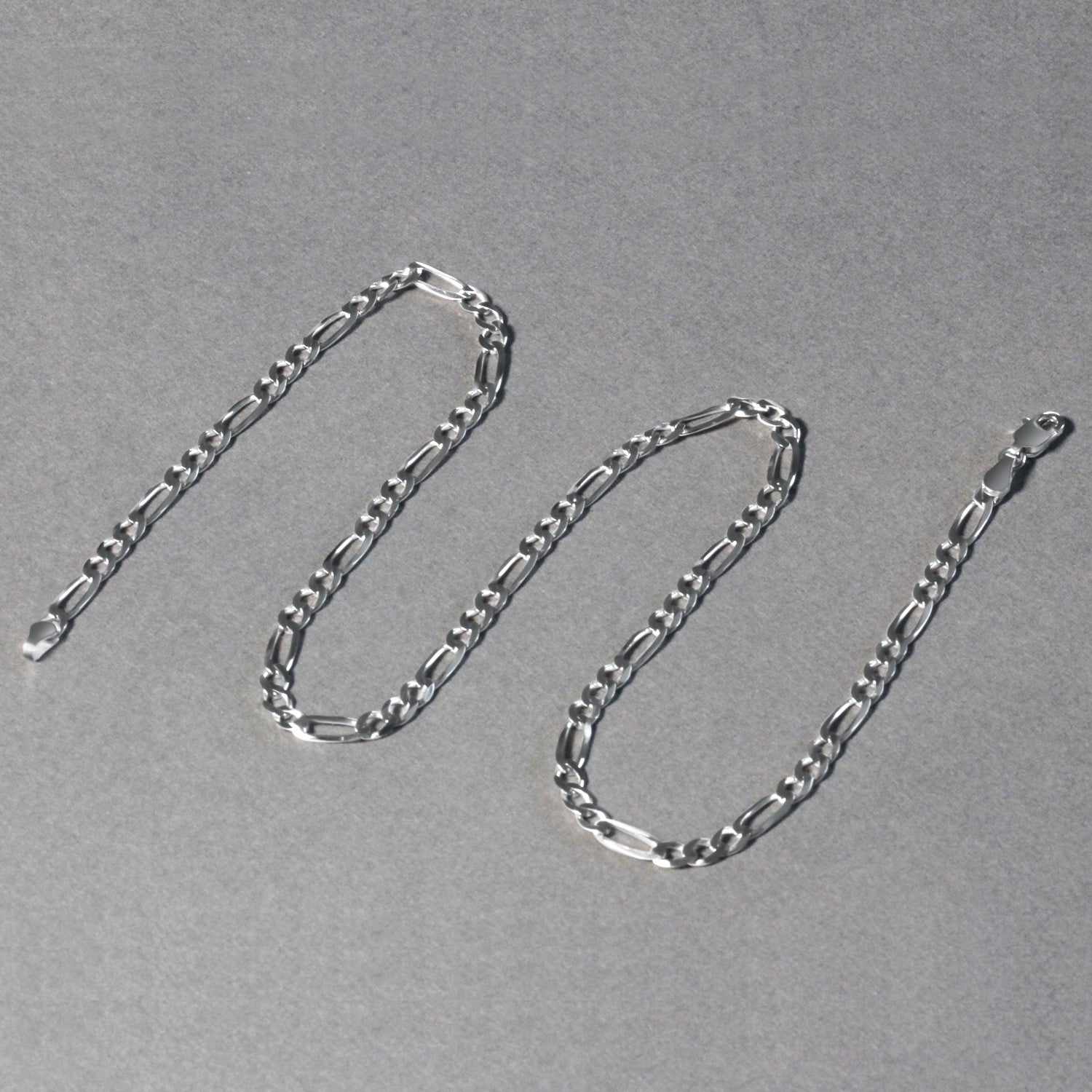 14k White Gold Solid Figaro Chain (3.80 mm)