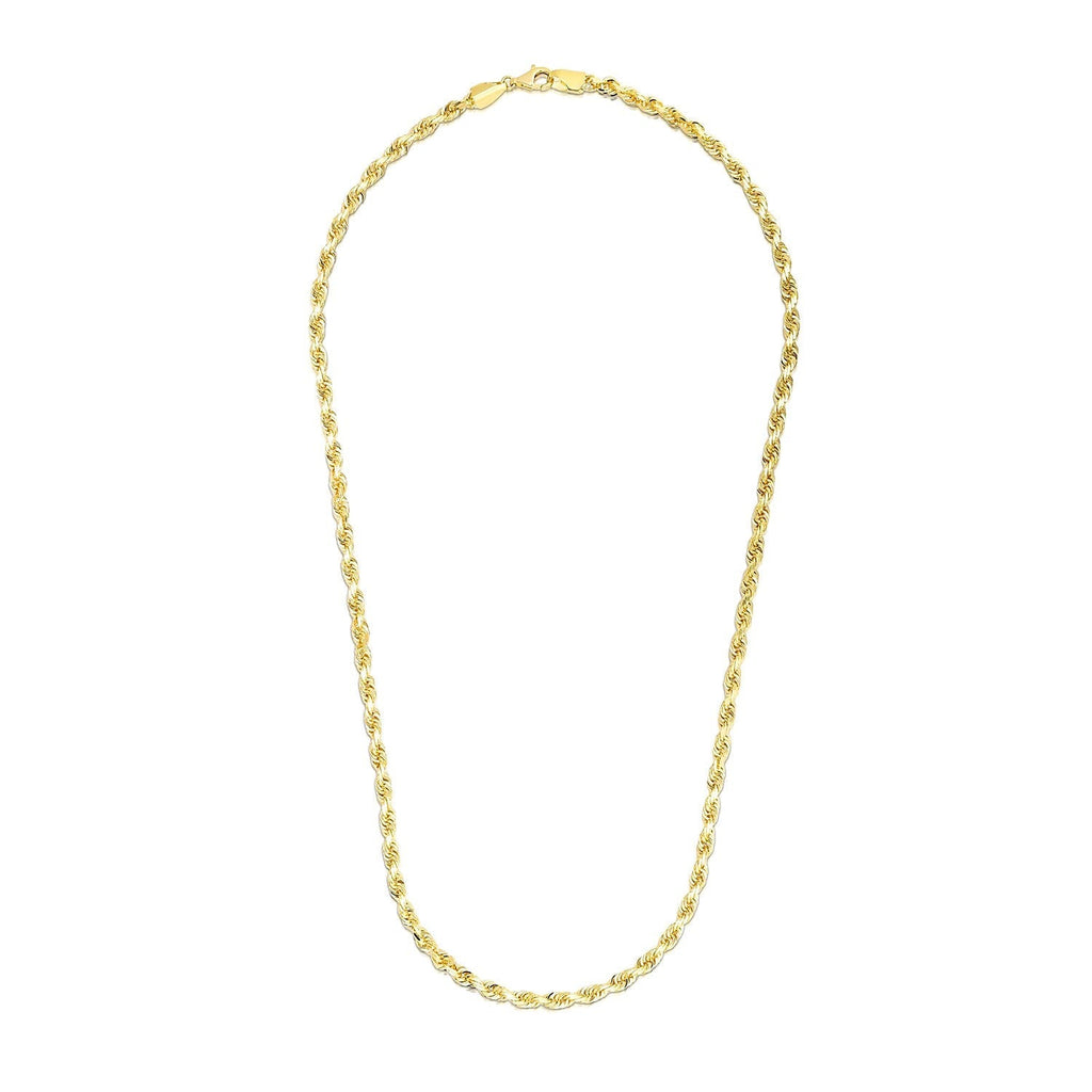 14k Yellow Gold Solid Diamond Cut Rope Chain (3.50 mm)