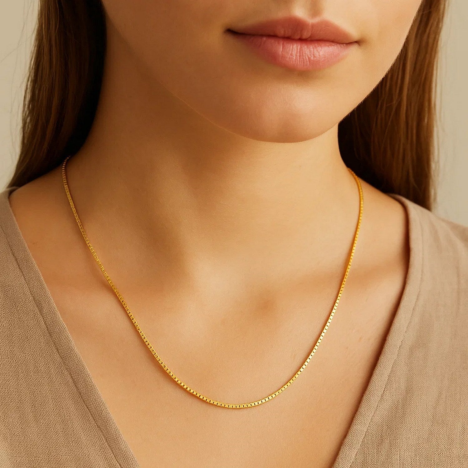 18k Yellow Gold Box Chain 0.6mm (0.60 mm)