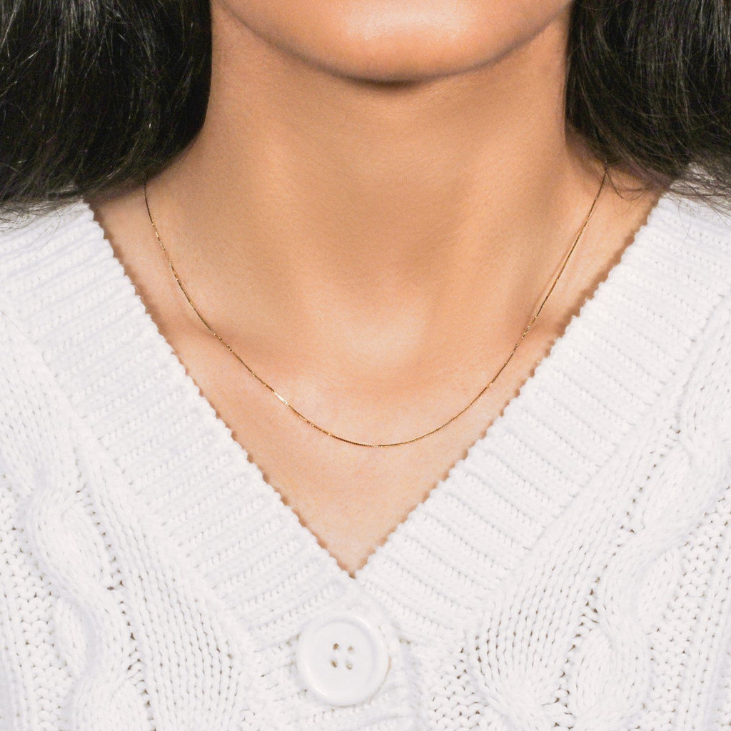 18k Yellow Gold Box Chain 0.6mm (0.60 mm)