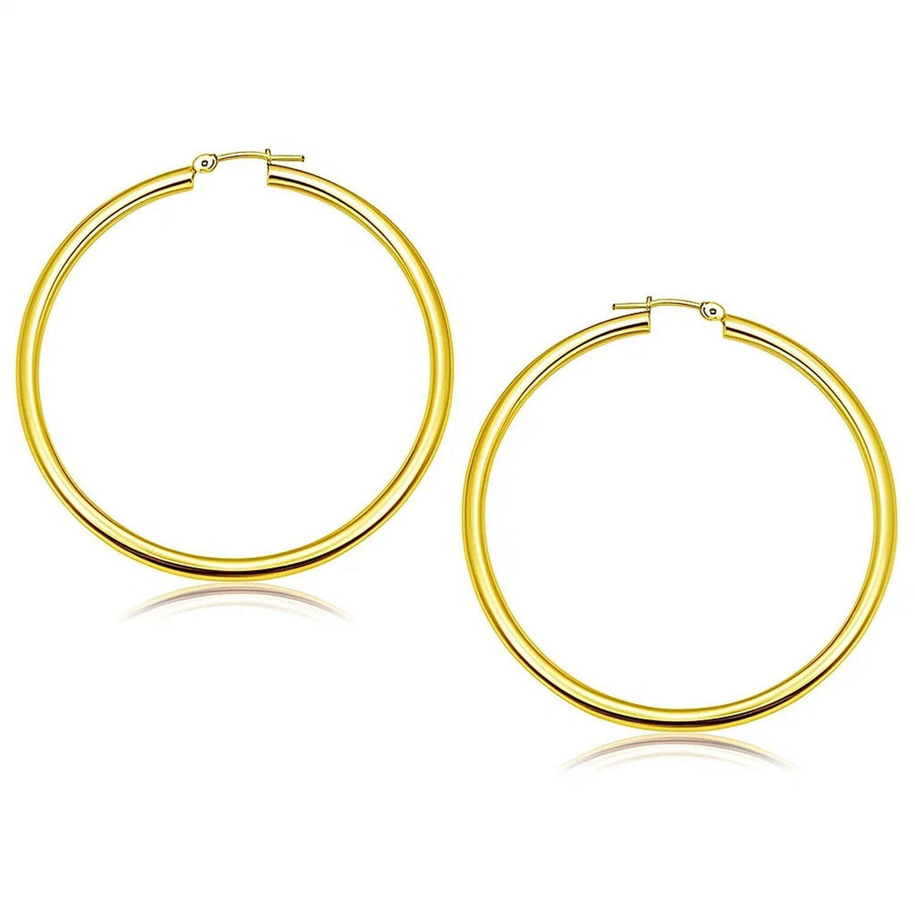 14k Yellow Gold Polished Hoop Earrings (3x50mm)