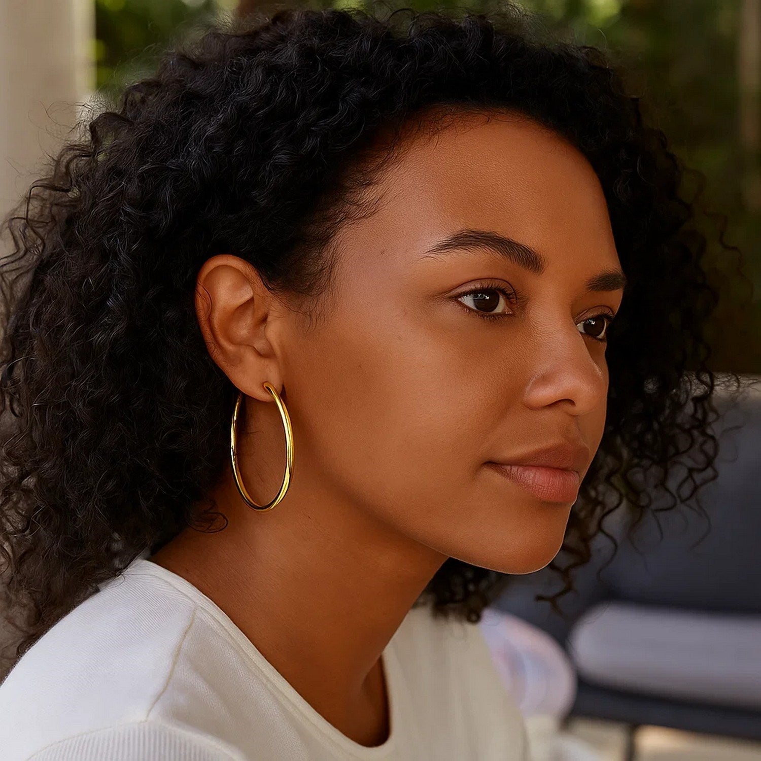 14k Yellow Gold Polished Hoop Earrings (3x50mm)