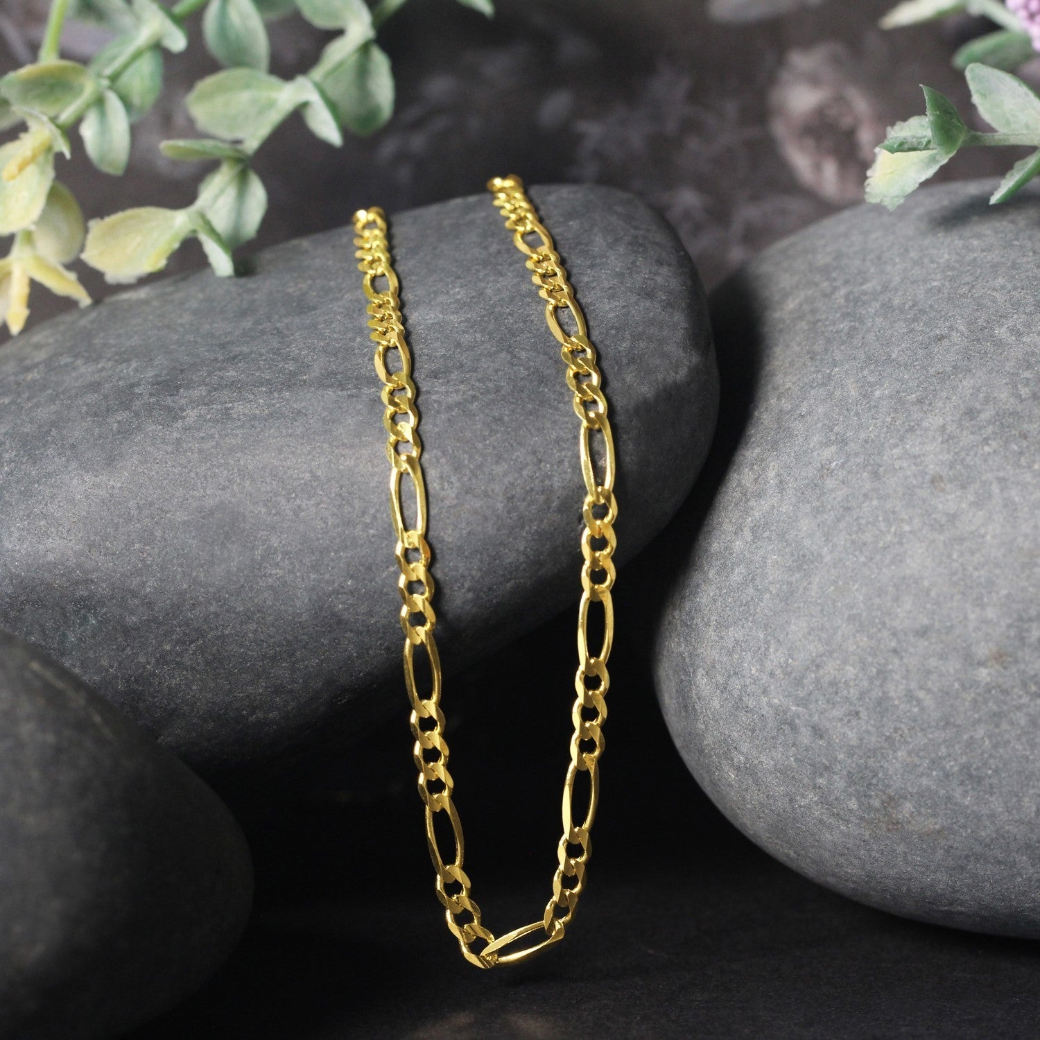 14k Yellow Gold Solid Figaro Chain (3.00 mm)