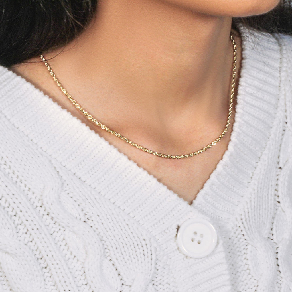 14k Yellow Gold Solid Diamond Cut Rope Chain (2.50 mm)